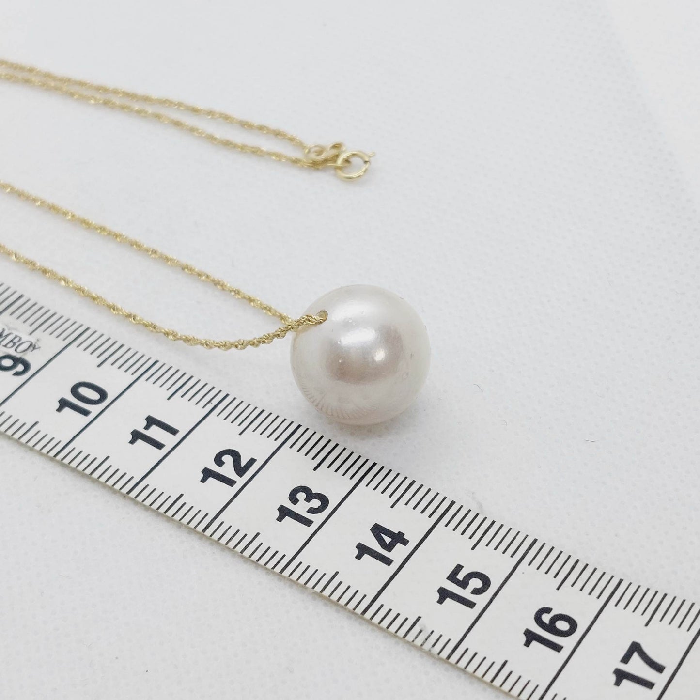 Natural South Sea Floating Pearl Pendant - 16mm - Solid 18K Gold