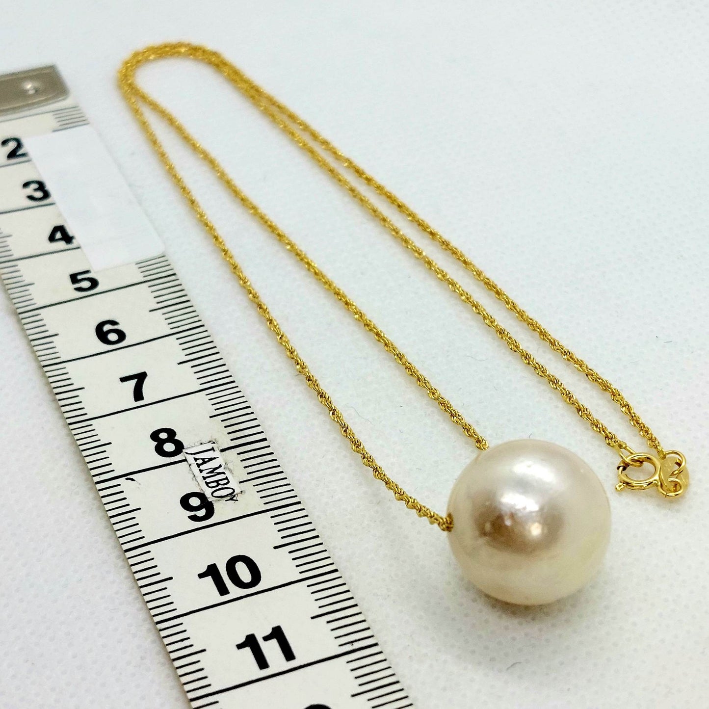 Natural South Sea Floating Pearl Pendant - 16mm - Solid 18K Gold