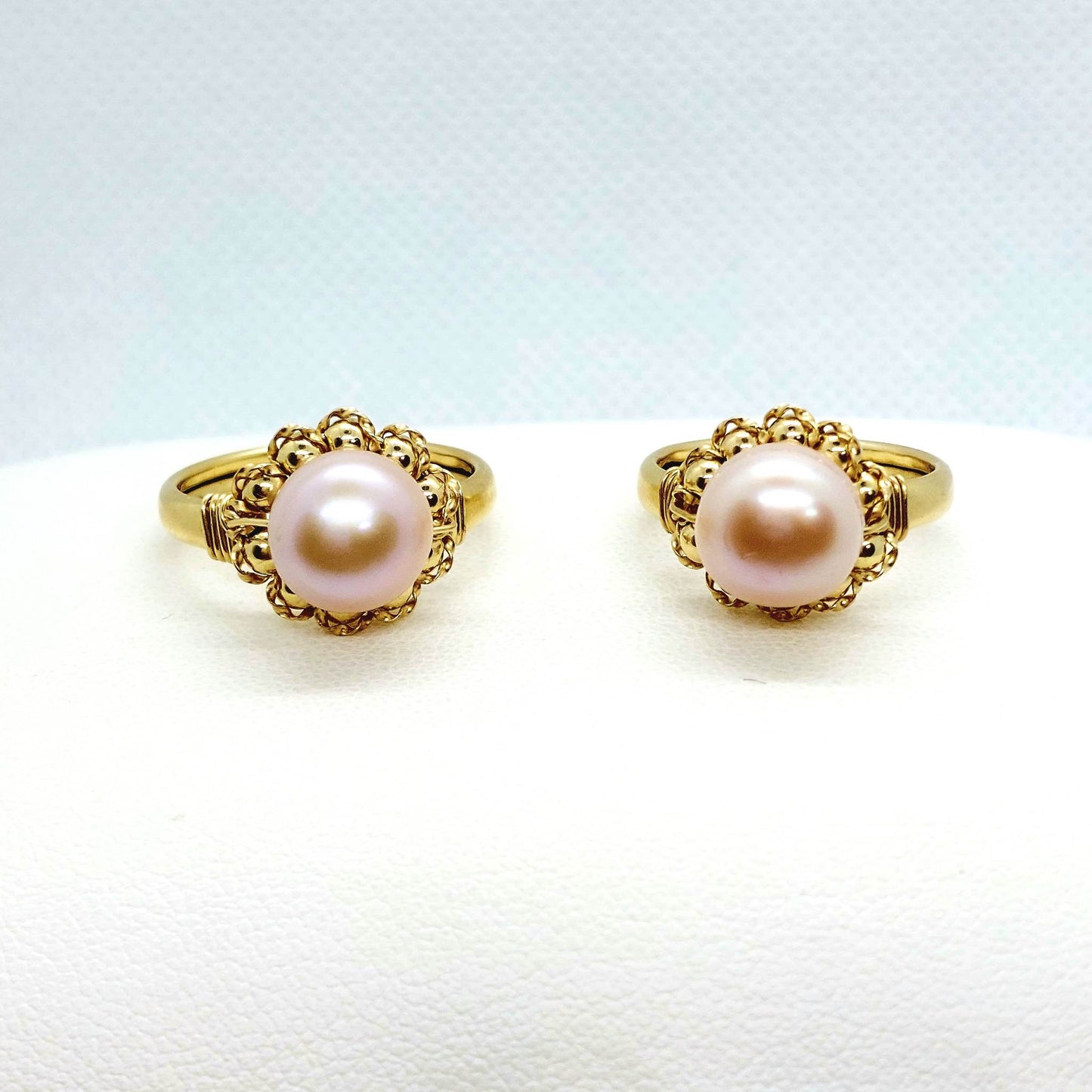 Natural Peach Pearl Ring - Solid 10K Gold