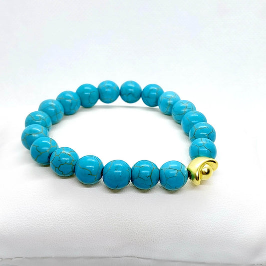 Natural Turquoise Money Bag Bracelet - Good Fortune Charm - 10mm