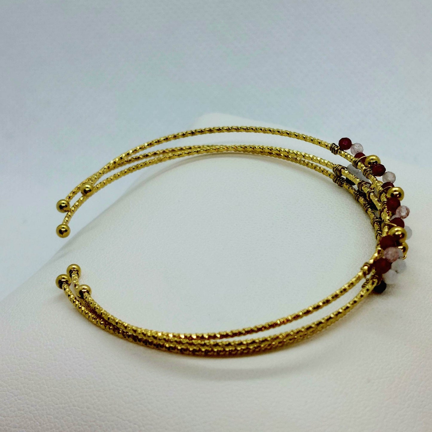 Trio of Boho Style Bangle Bracelets - Zircon & Stainless Steel Gold Plated