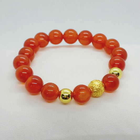 Natural Carnelian Bracelet with 10mm Stones