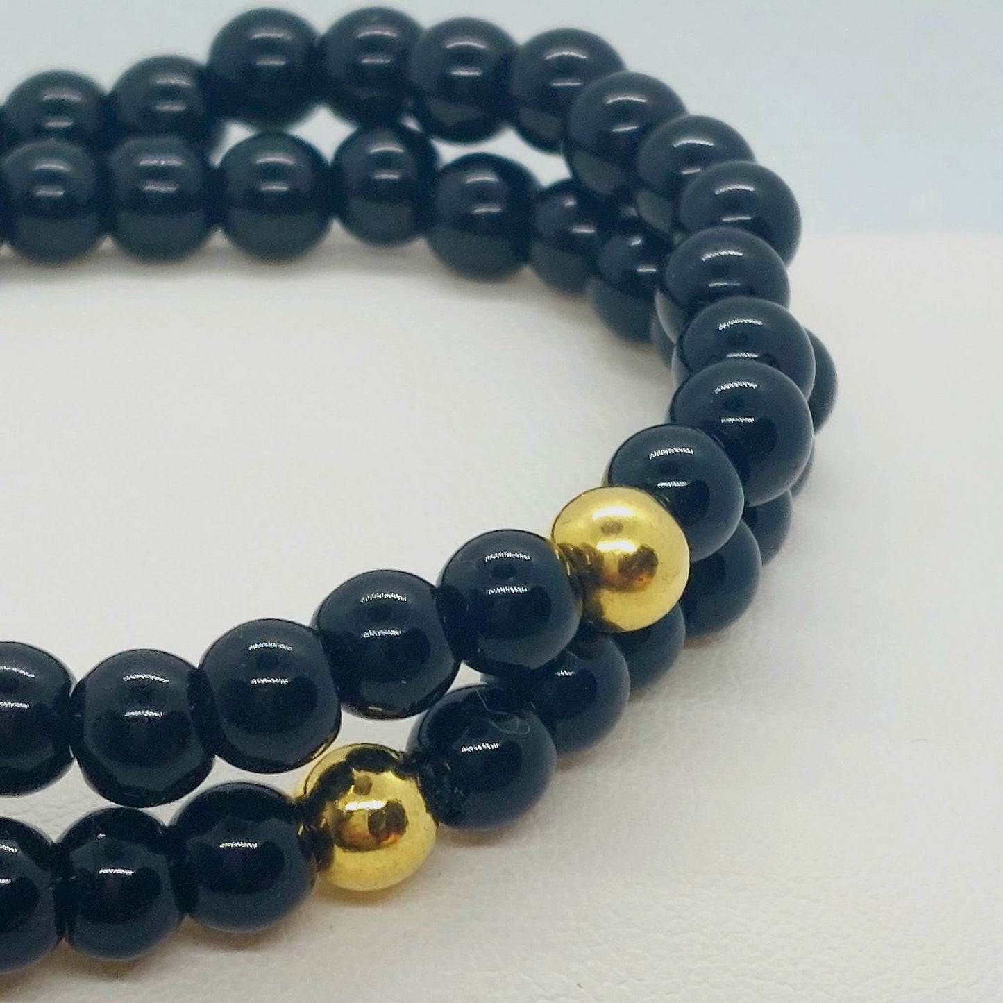 Natural Obsidian Double Bracelet - 6mm
