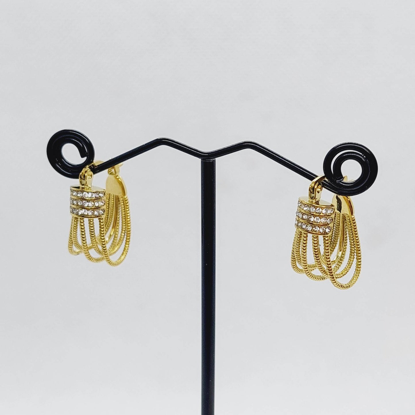 Stainless Steel Gold Plated Earrings with Zircon