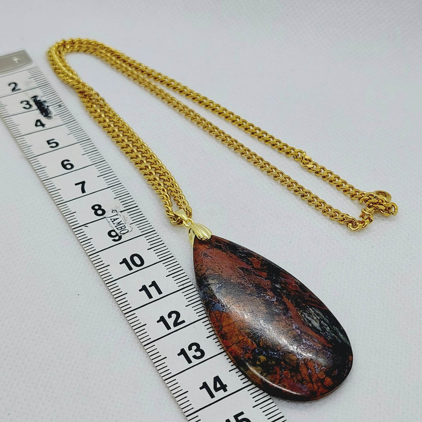 Natural Chrysocolla Pendant - Stainless Steel Chain Necklace