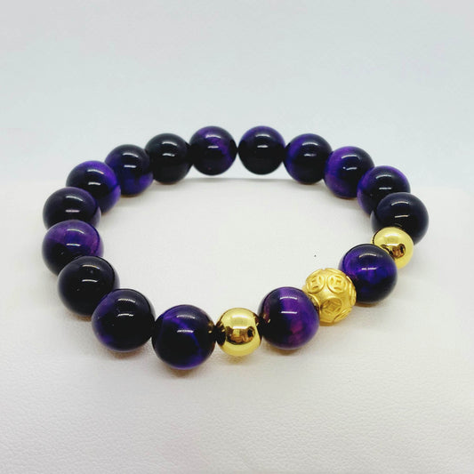 Purple Tiger Eye Bracelet with 10mm Stones