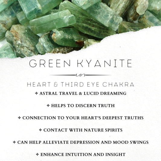 Natural Green Kyanite Pendant - Stainless Steel Chain Necklace