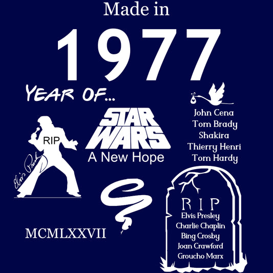 Made in 1977 TShirt - Unisex