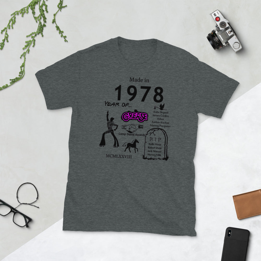 Made in 1978 (Black) TShirt - Unisex