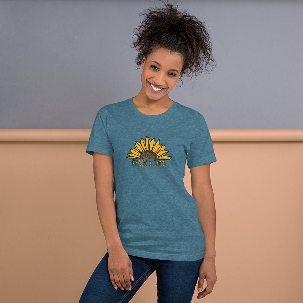 Peace & Love TShirt - Unisex - Sunflower