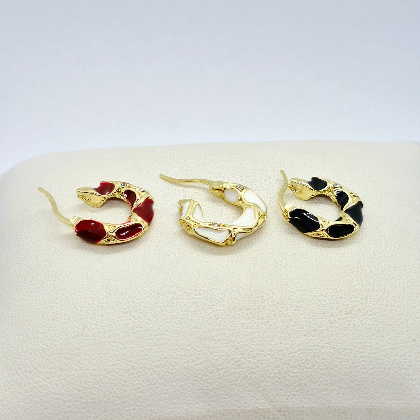Enamel Hoop Earrings in Gold Plated Stainless Steel