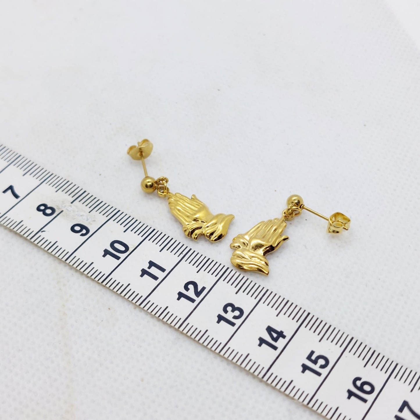 Praying Hands Stud Earrings in Gold Plated Stainless Steel