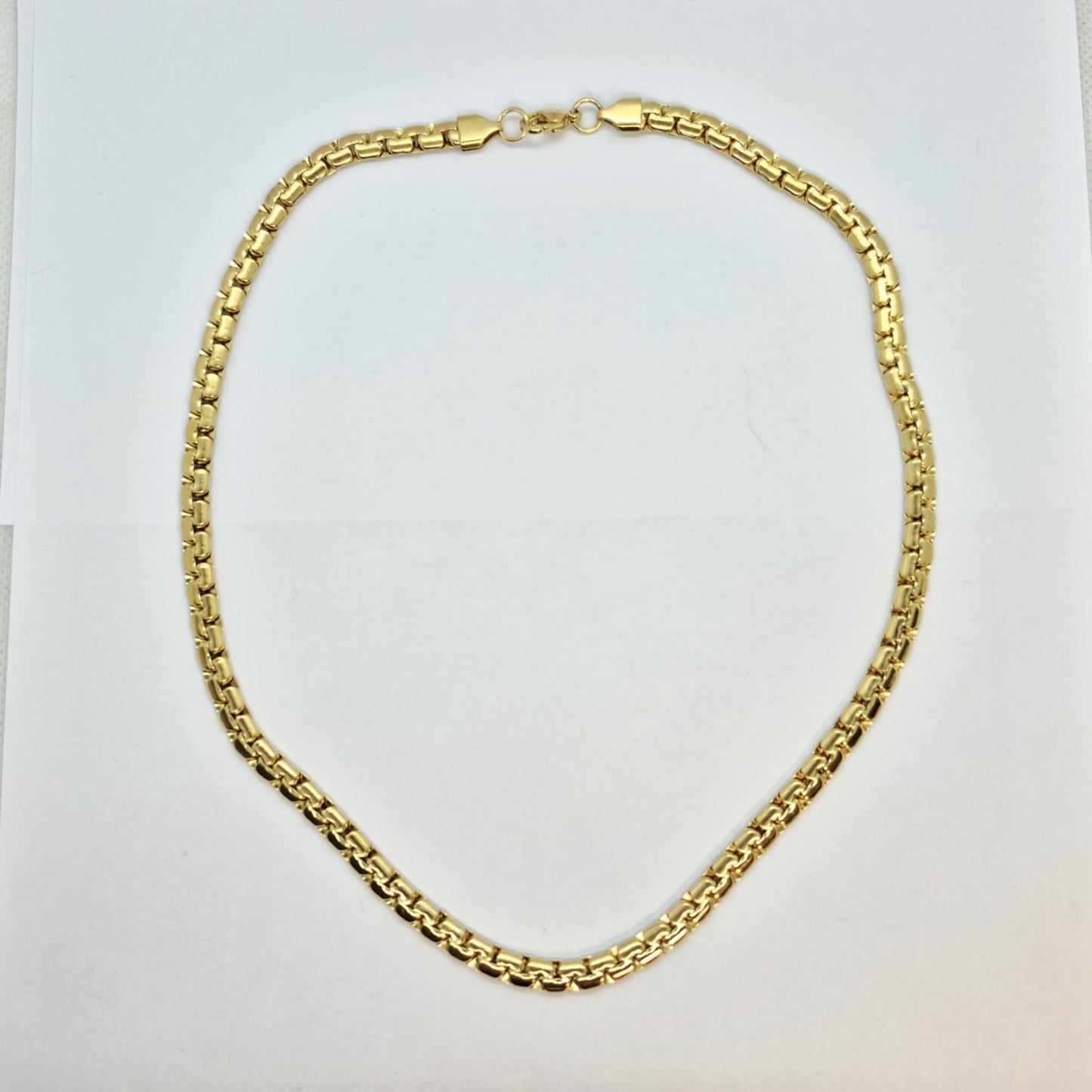 Gold Platted Stainless Steel Flat Chain Necklace Choker