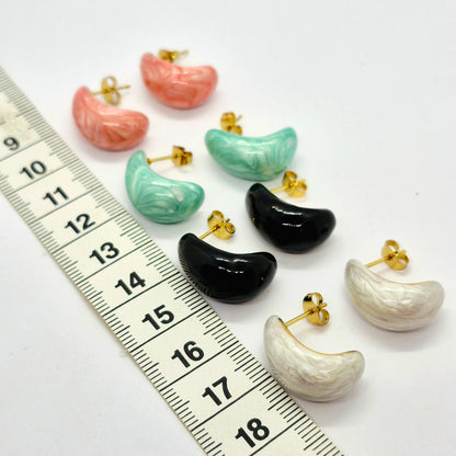 Enamel Raindrop Earrings in Gold Plated Stainless Steel