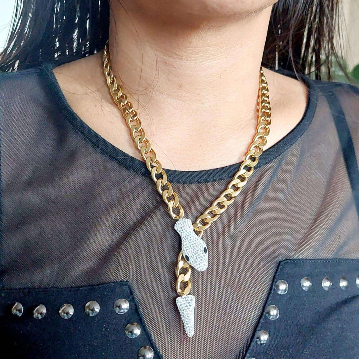 Snake Necklace Chain in Gold Plated Stainless Steel