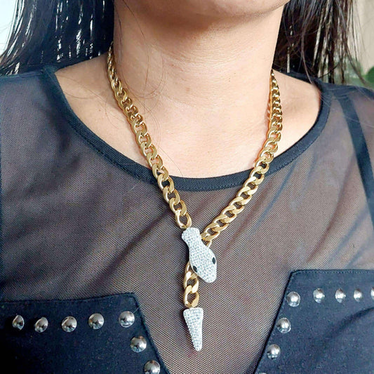 Snake Necklace Chain in Gold Plated Stainless Steel