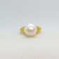 Natural 12mm Pearl Ring in Gold Plated Stainless Steel