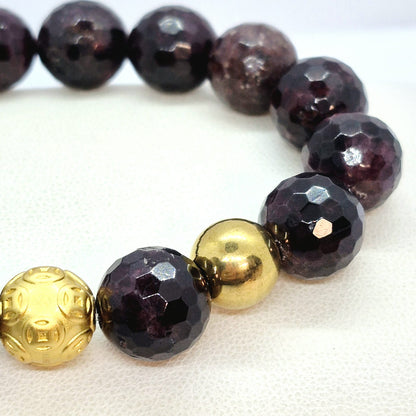 Natural Faceted Garnet Bracelet in 12mm Stone