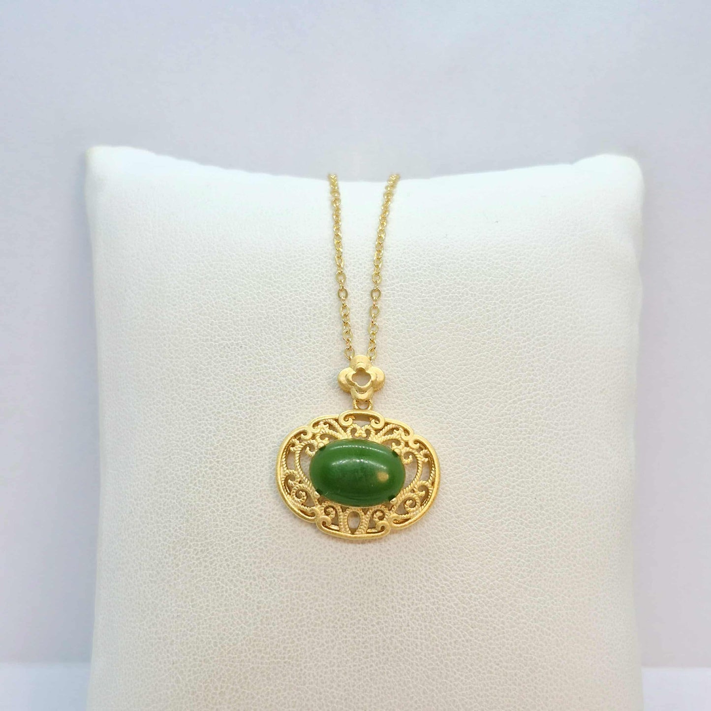 Natural Hetian Jade Pendant Silver Plated with Chain Necklace