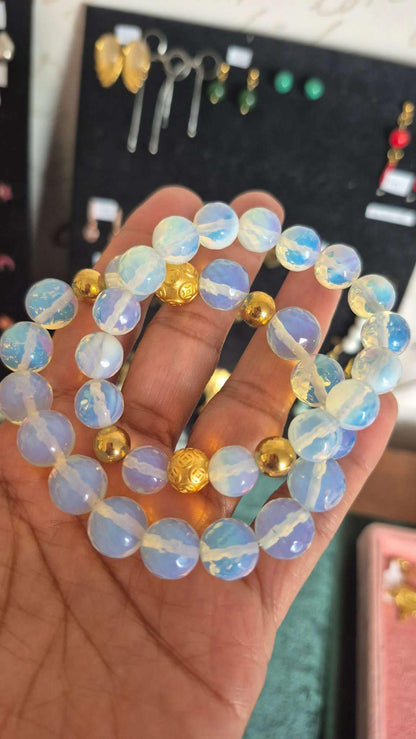 Natural Faceted Opal Bracelet in 10 & 12 mm Stones