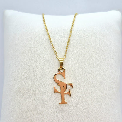 Customise your own - Two Initial Pendant In Stainless Steel with Chain Necklace