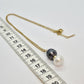 Natural Black & White Pearl Pendant with Gold Plated Stainless Steel Chain Necklace