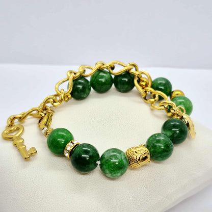 Natural Chinese Jade Bracelet in 12mm Stones