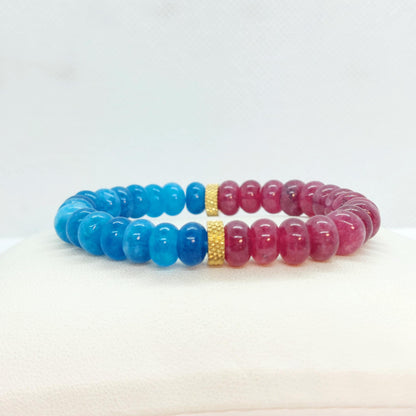 Natural Garnet and Blue Apatite Bracelet with 8x5mm Stones