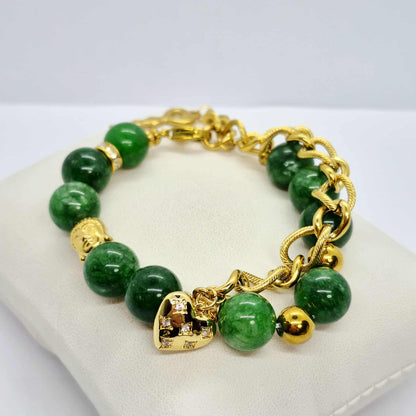 Natural Chinese Jade Bracelet in 12mm Stones