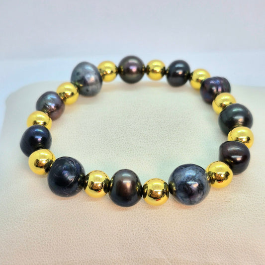 Natural Irregular sized Peacock Pearl Bracelet