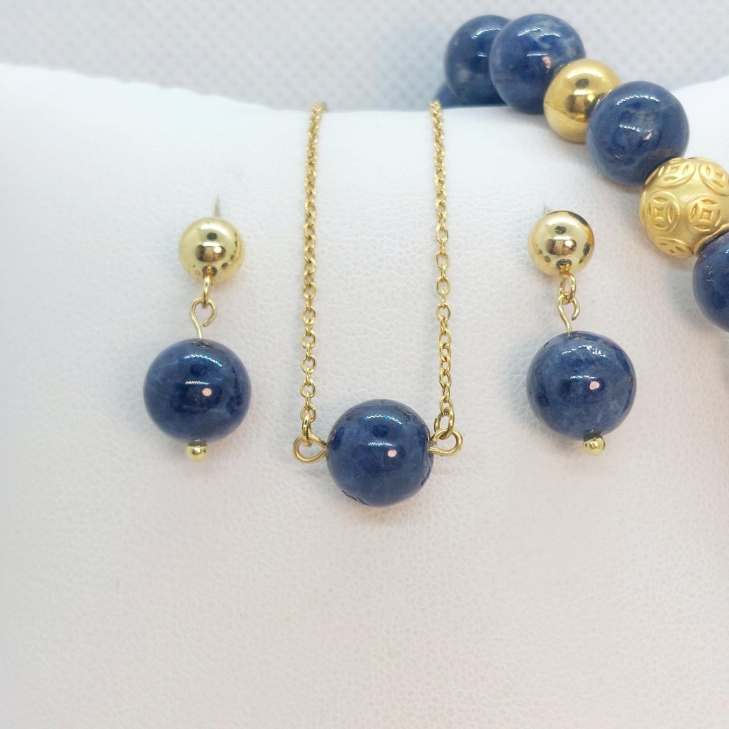 Natural AAA Sapphire Stone Set in Stainless Steel Gold Plated