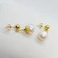 Natural Freshwater Pearl Dangle Stud Earrings in Gold Plated Stainless Steel