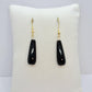 Natural Black Agate Dangle Earrings in Gold Plated Stainless Steel
