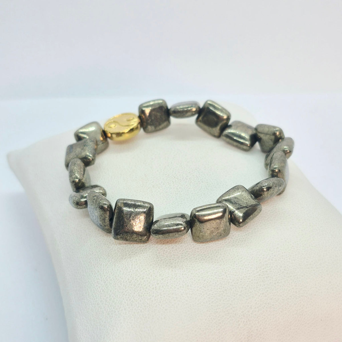 Natural Pyrite Bracelet in 10mm Square Stones