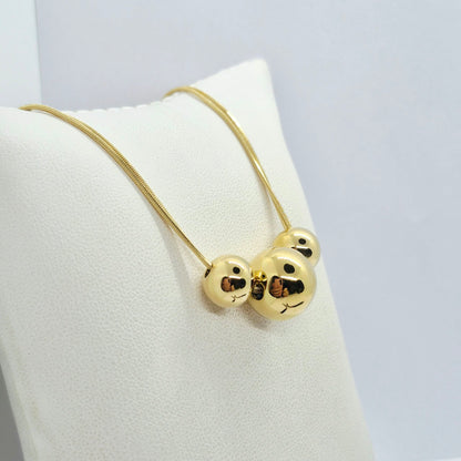 3 Balls Pendant Necklace in Stainless Steel Gold Plated