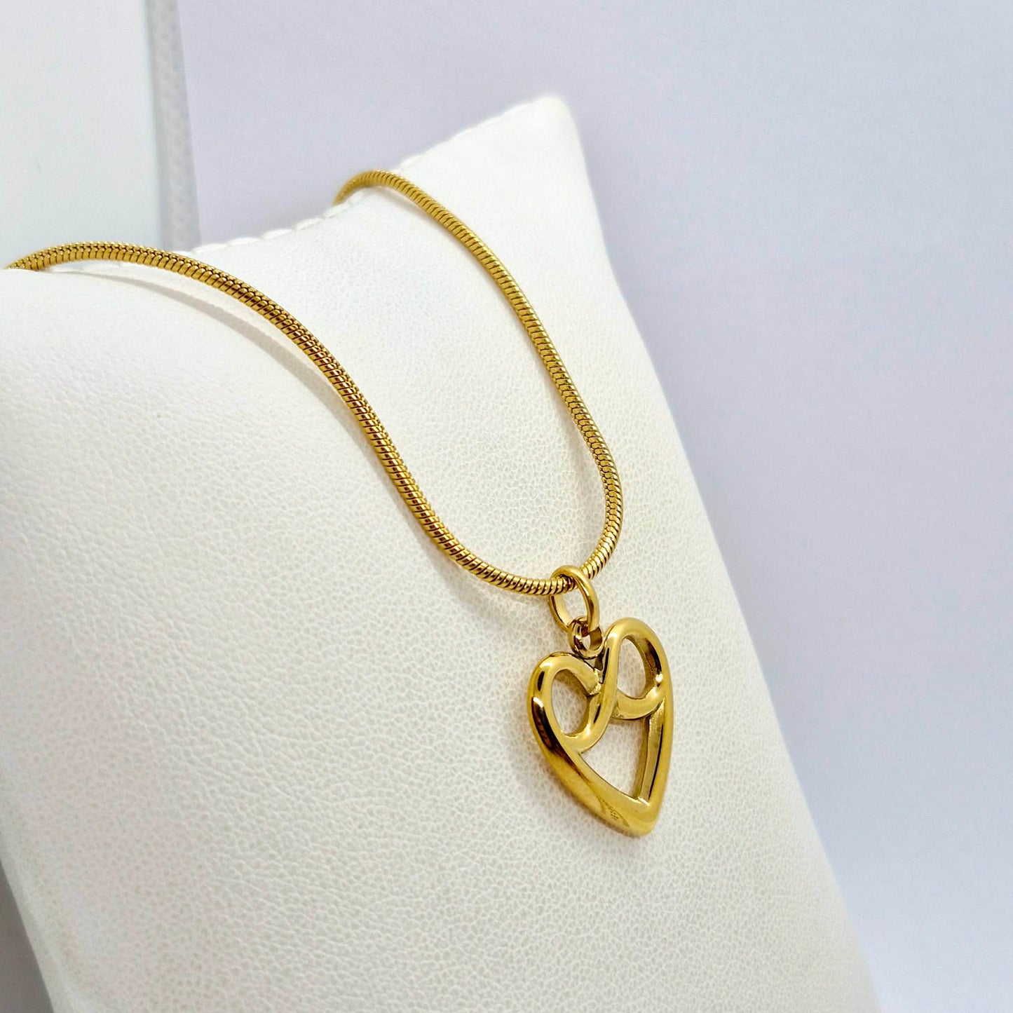 Heart Infinity Pendant Necklace in Gold Platted Stainless Steel