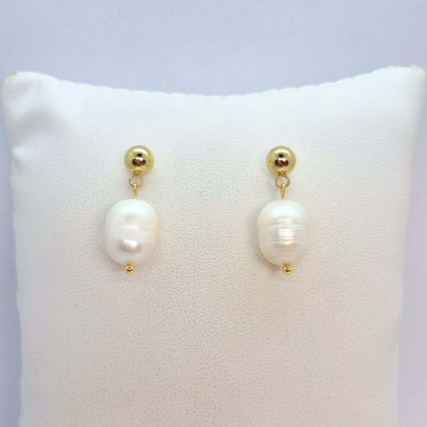 Natural Pearl Earrings in Gold Plated Stainless Steel