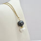 Natural Black & White Pearl Pendant with Gold Plated Stainless Steel Chain Necklace