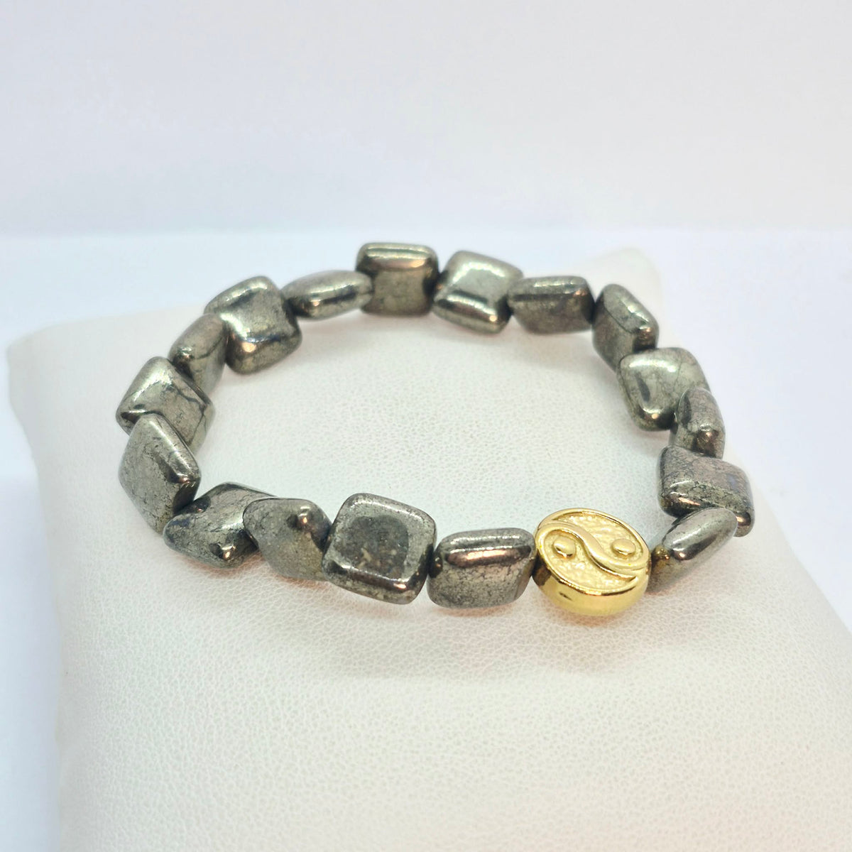 Natural Pyrite Bracelet in 10mm Square Stones