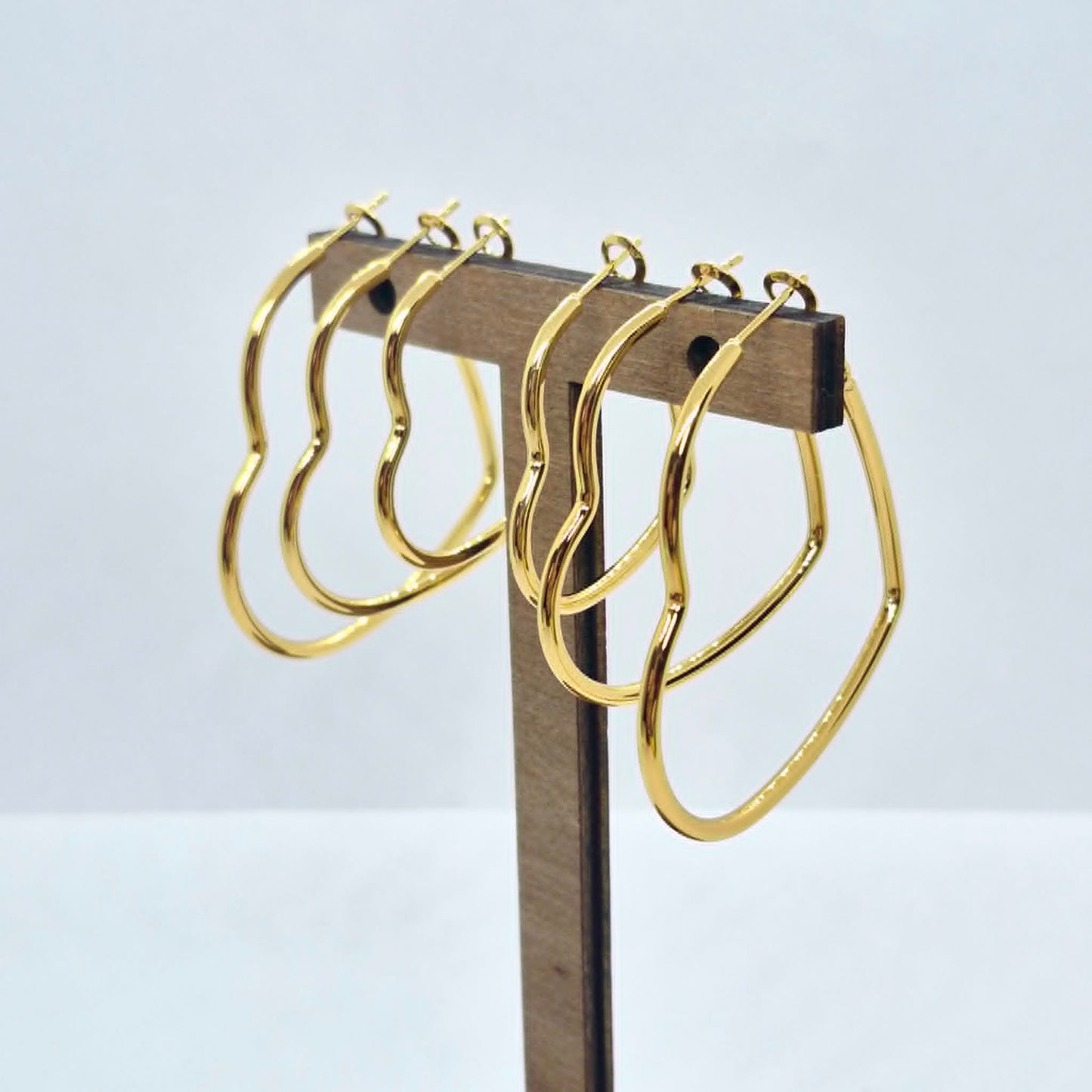 Stainless Steel Gold Plated Heart Hoop Earrings