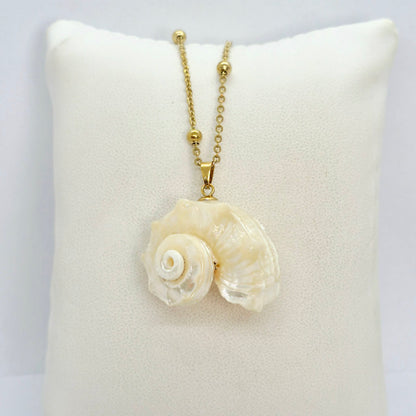 Natural Shell Pendant with Gold Plated Stainless Steel Snake Chain Necklace