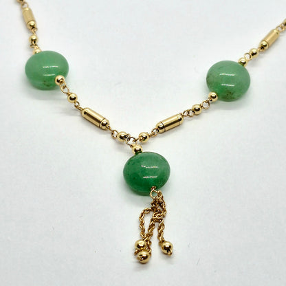 Natural Hetian Jade Necklace in 10K Solid Gold