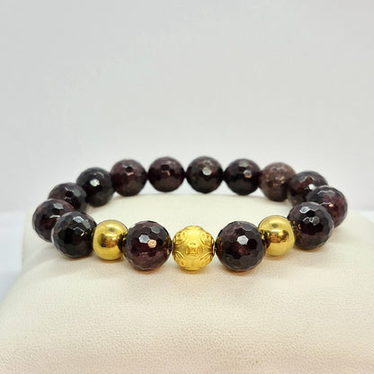 Natural Faceted Garnet Bracelet in 12mm Stone