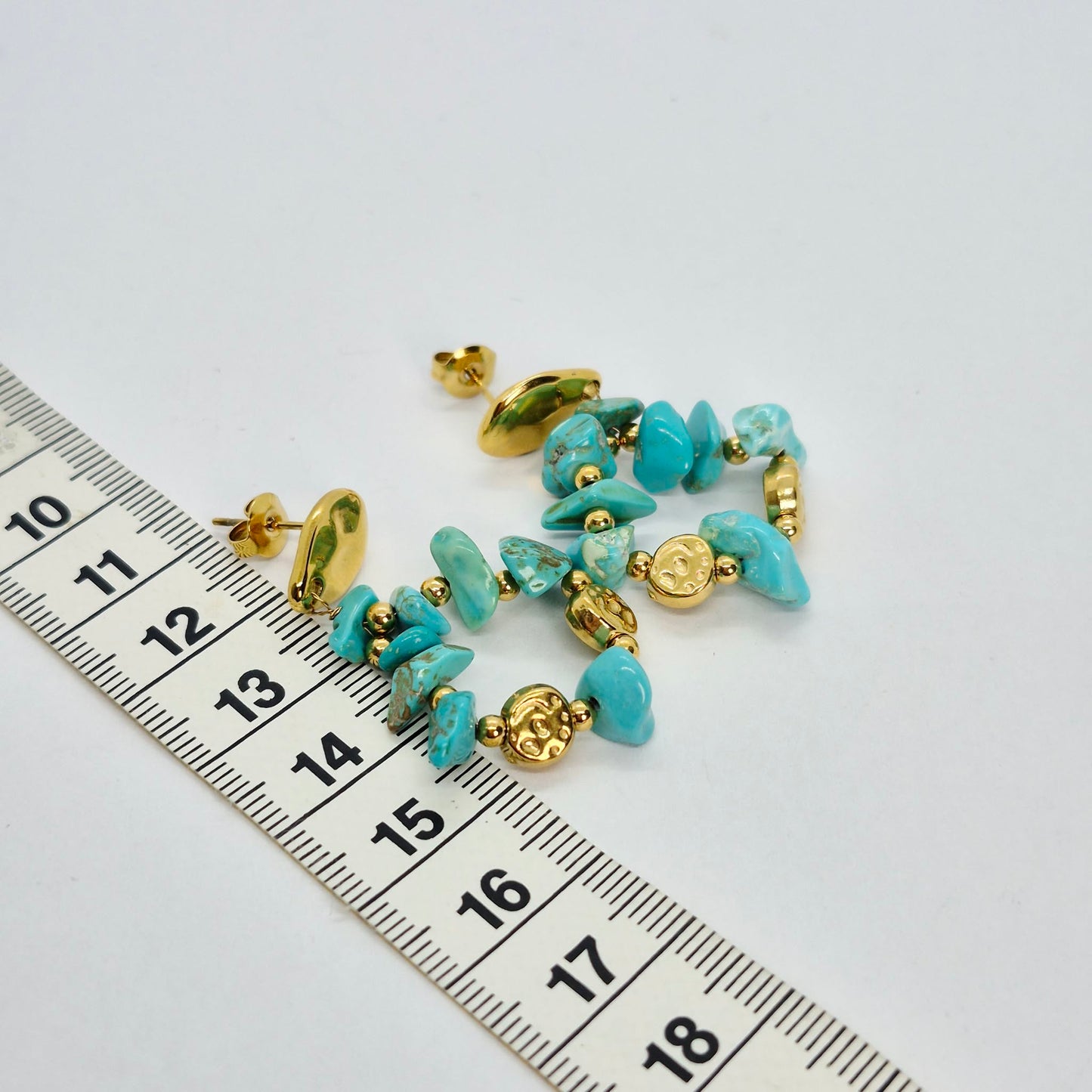 Natural Turquoise Dangle Earrings in Gold Plated Stainless Steel