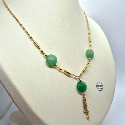 Natural Hetian Jade Necklace in 10K Solid Gold
