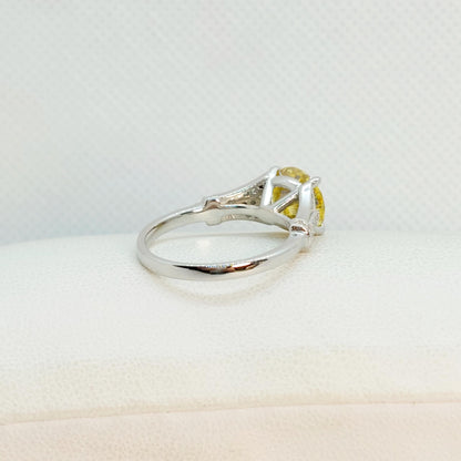 3ct Yellow Moissanite Diamond Ring in Sterling Silver