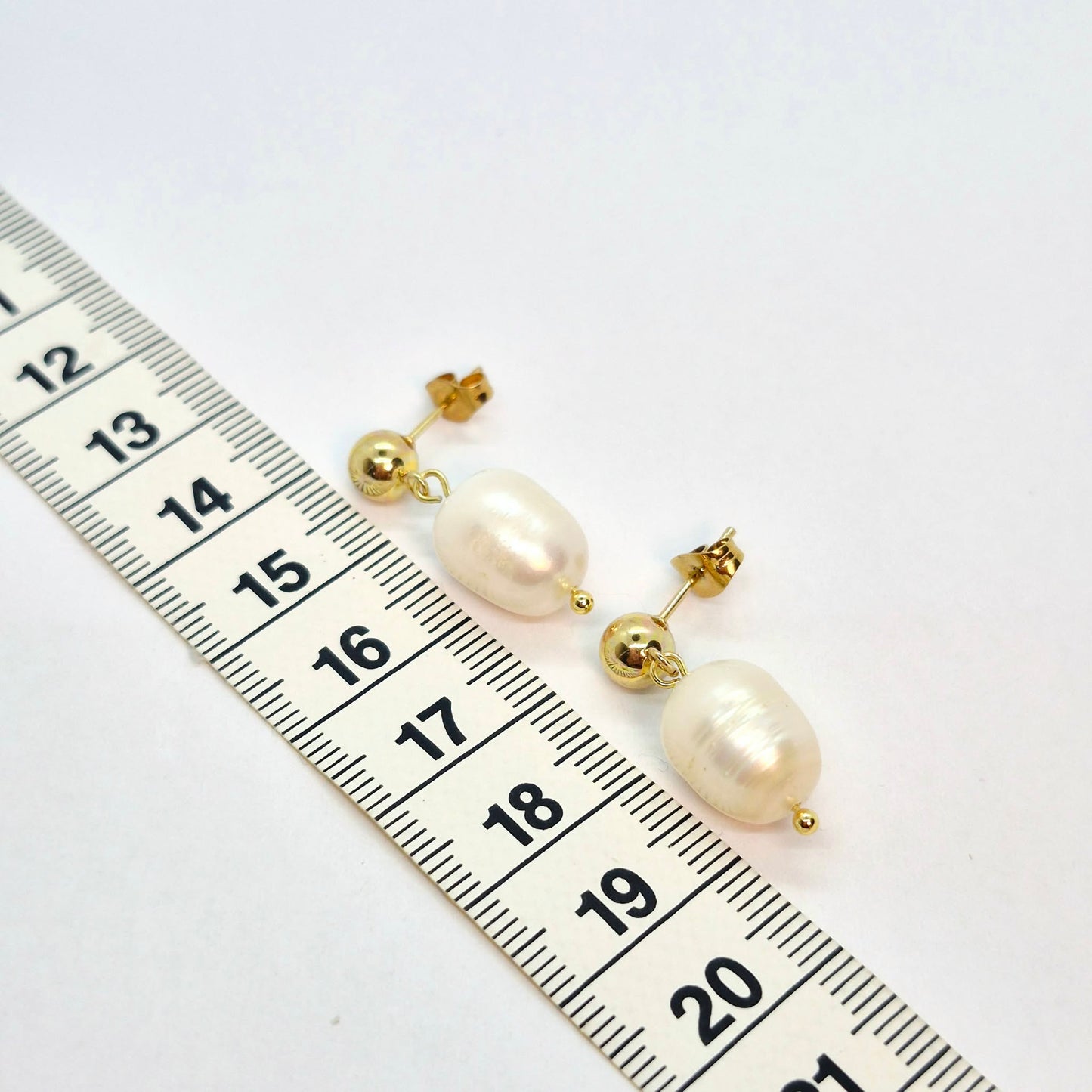 Natural Pearl Earrings in Gold Plated Stainless Steel
