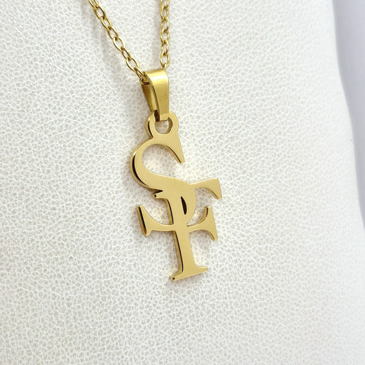 Customise your own - Two Initial Pendant In Stainless Steel with Chain Necklace