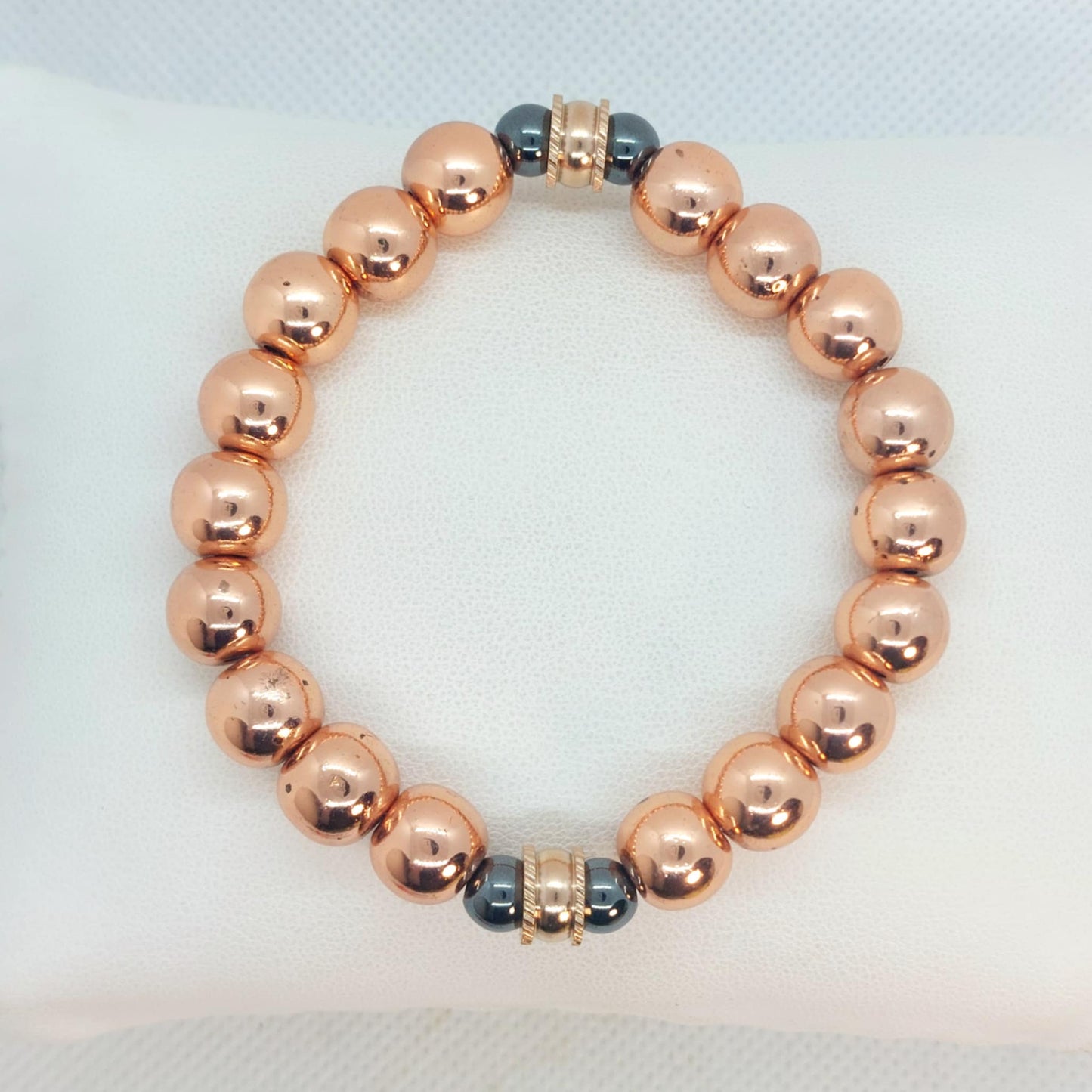 Natural Rose Gold Hematite Bracelet with 10mm Stones