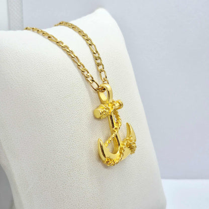 Anchor Pendant in Gold Plated Stainless Steel with Chain Necklace